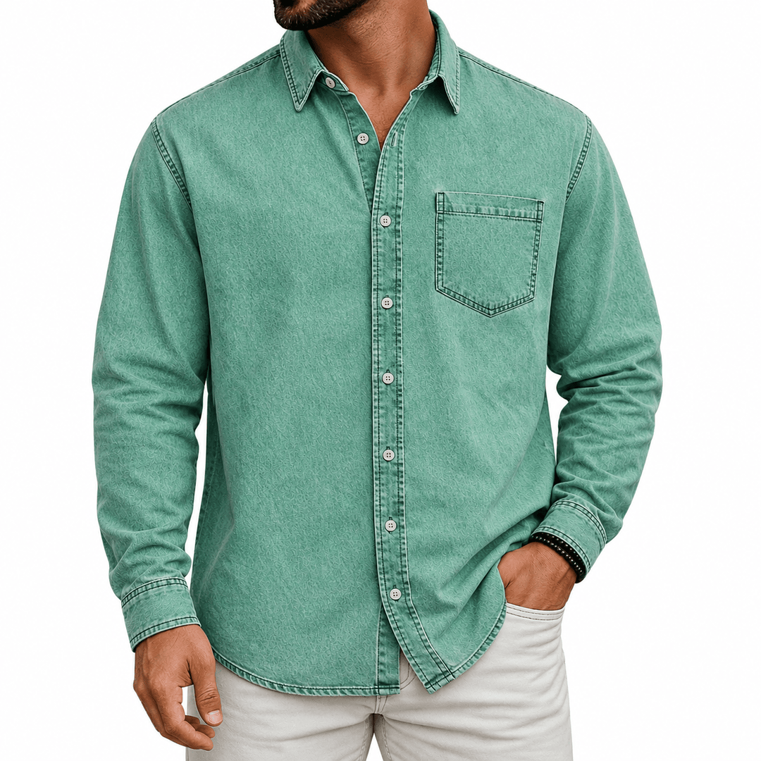 ELENA HARPER™  |  PRE-WASHED COTTON HENLEY SHIRT FOR MEN