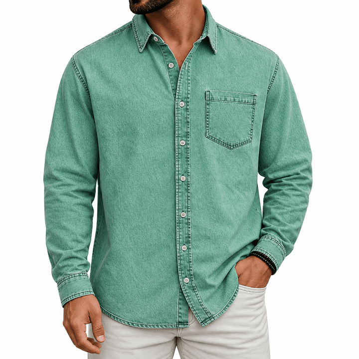 ELENA HARPER™  |  PRE-WASHED COTTON HENLEY SHIRT FOR MEN