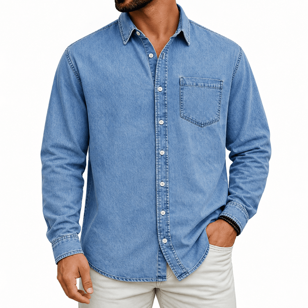 ELENA HARPER™  |  PRE-WASHED COTTON HENLEY SHIRT FOR MEN