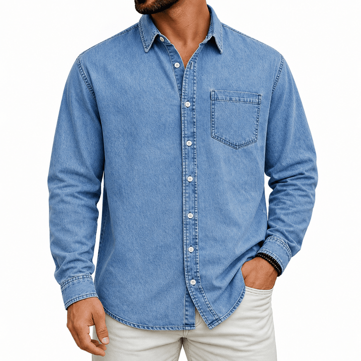 ELENA HARPER™  |  PRE-WASHED COTTON HENLEY SHIRT FOR MEN
