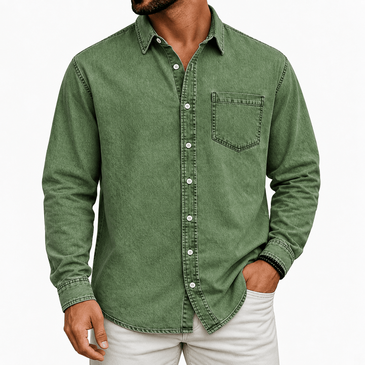 ELENA HARPER™  |  PRE-WASHED COTTON HENLEY SHIRT FOR MEN