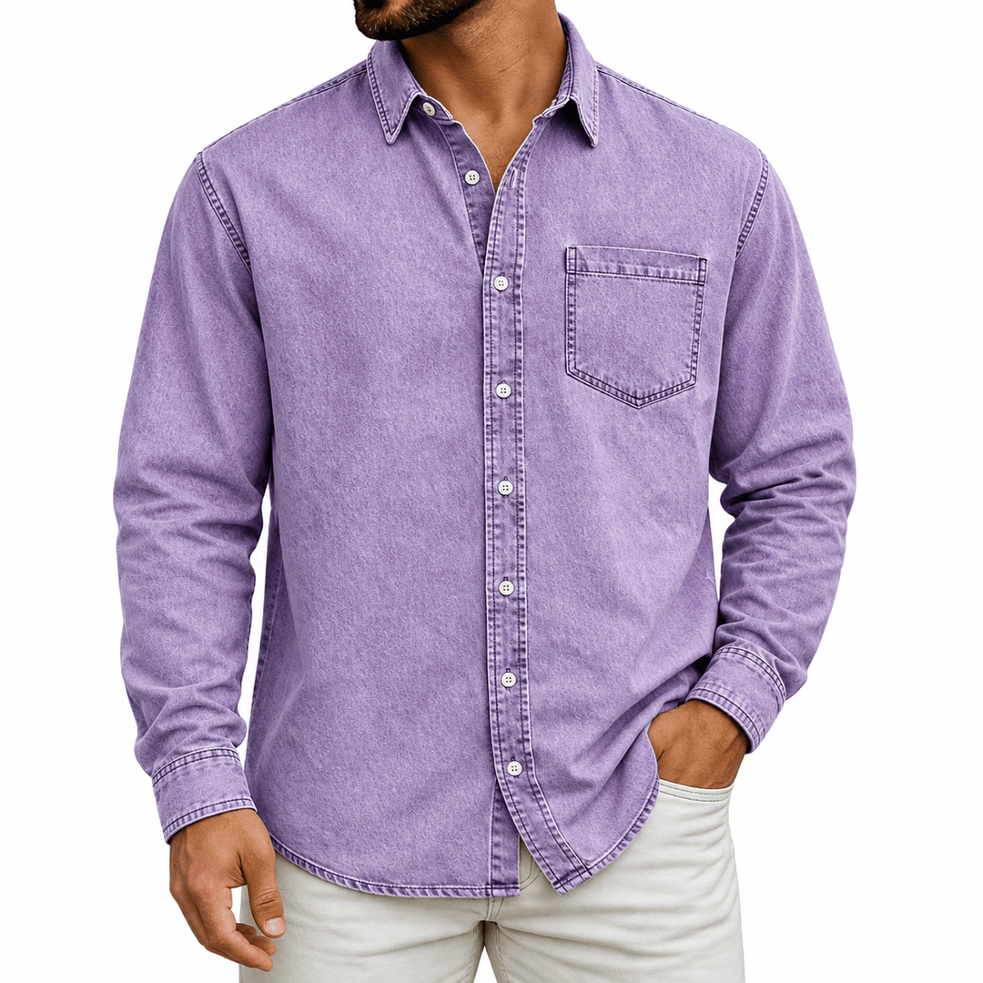 ELENA HARPER™  |  PRE-WASHED COTTON HENLEY SHIRT FOR MEN