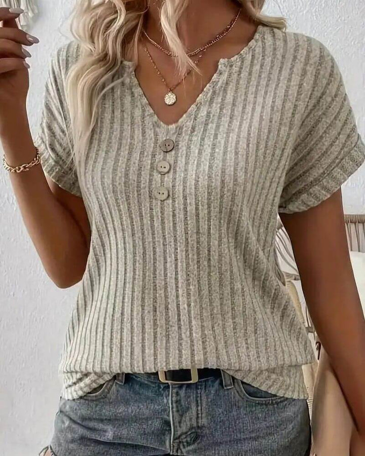 Rosina Knitted Blouse with V-neck - Elena Harper
