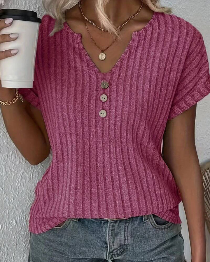 Rosina Knitted Blouse with V-neck - Elena Harper