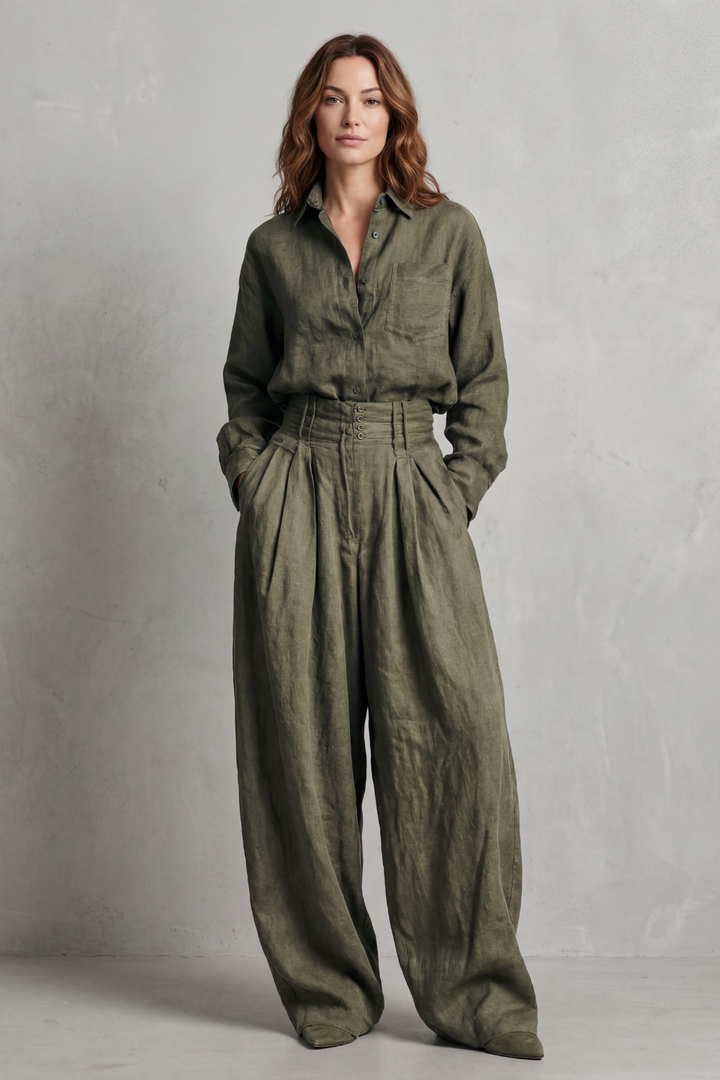 Women's Oversized Shirt and Wide-Leg Trouser Co-ord Set Havrielle, view 2 - Elena Harper