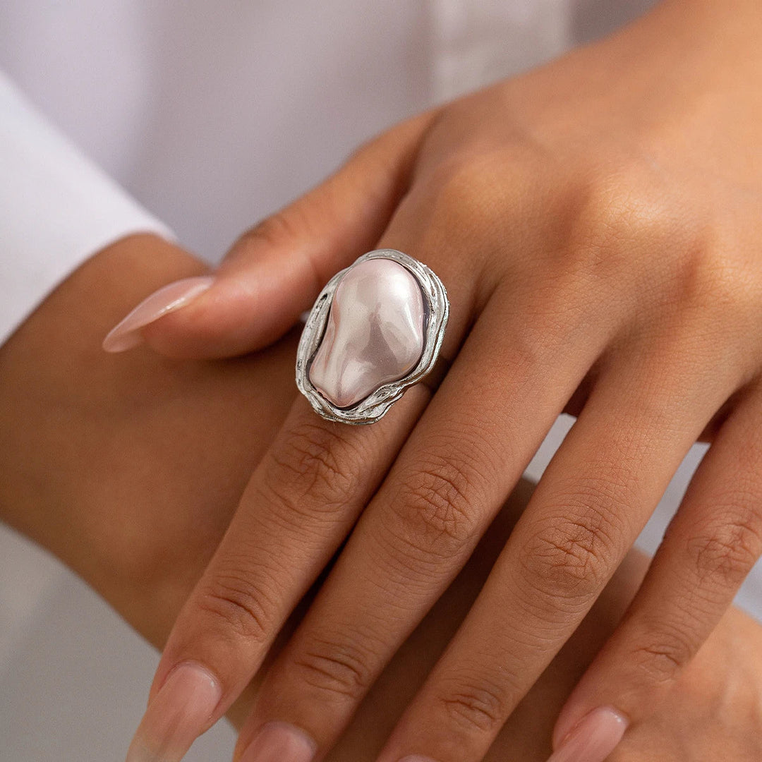 Chunky Baroque Pearl Cocktail Rings - Elena Harper