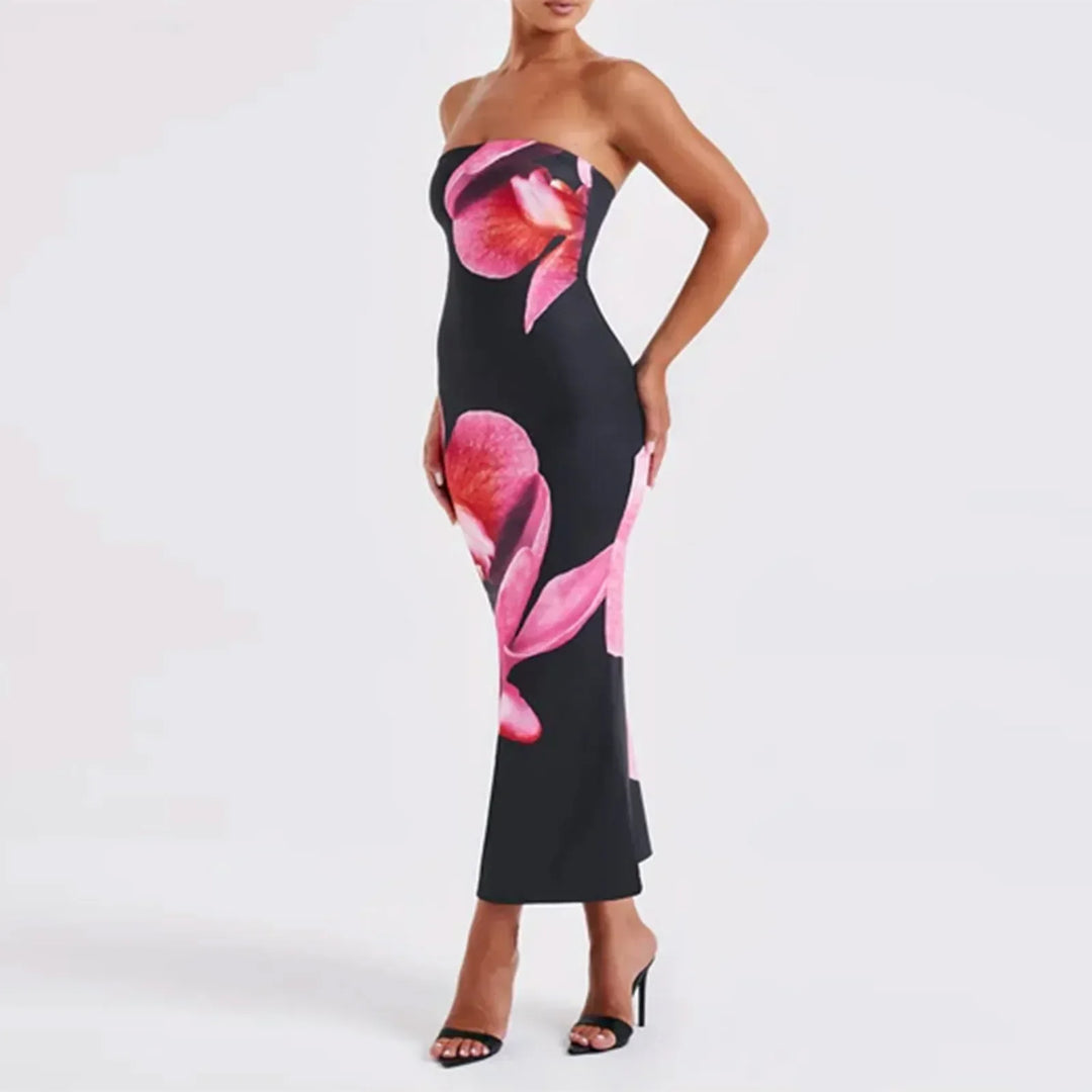 Thistle Vintage Flower Print Off-Shoulder Bodycon Dress - Elena Harper