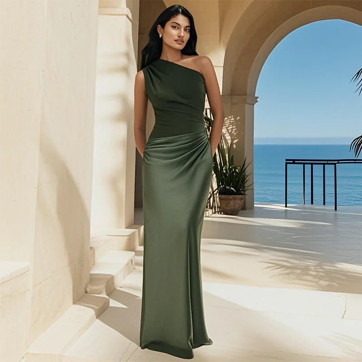 Maxi Dress with Satin Detail, view 7 - Elena Harper