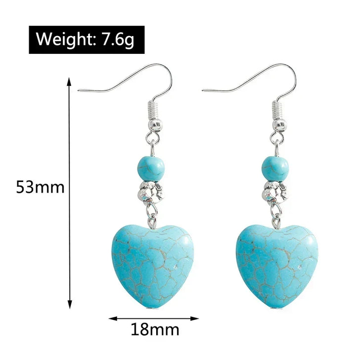 Antique Turquoise Heart Drop Earrings