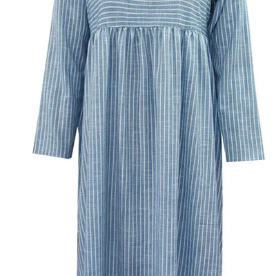 Katia Striped Cotton Midi Dress with Relaxed Elegance - Elena Harper