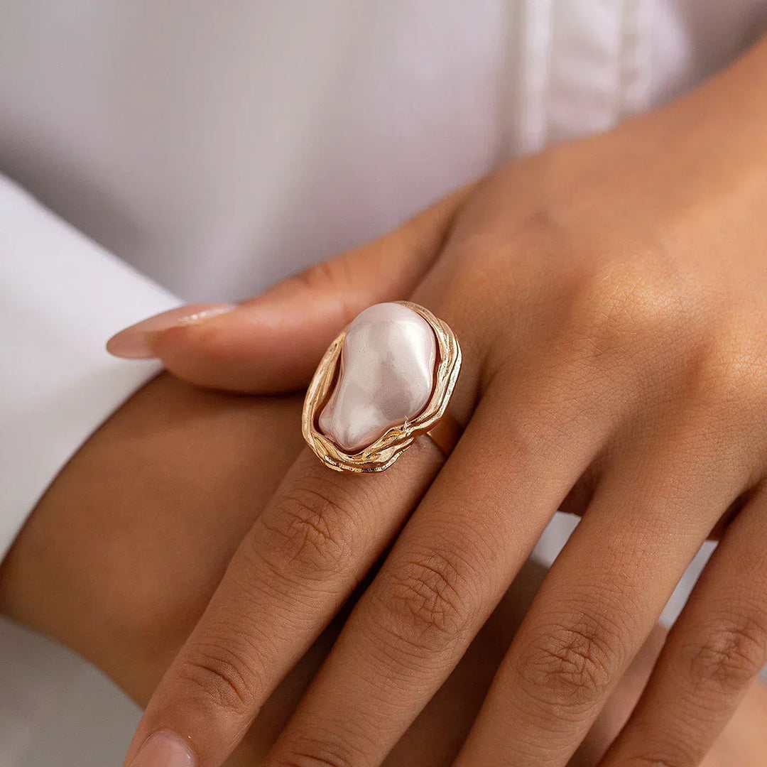 Chunky Baroque Pearl Cocktail Rings - Elena Harper