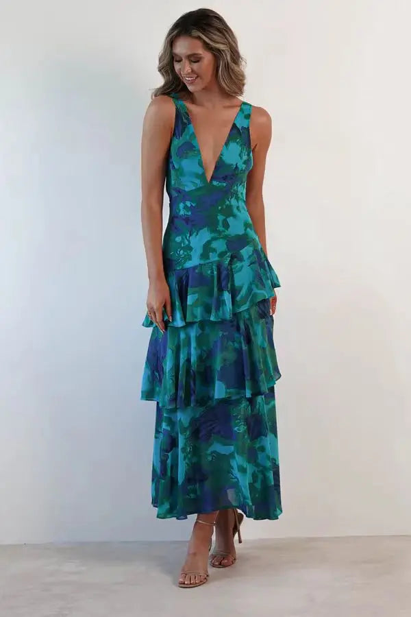 Lisa Coral Floral Midi Dress Fluid and Romantic Elegance - Elena Harper