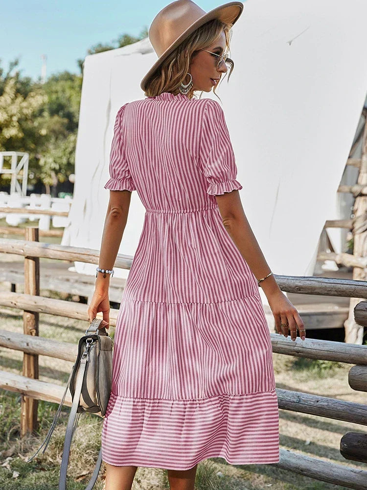 Bernice Classic Striped Dress - Elena Harper