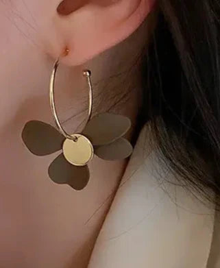 Asymmetrical Earrings Beige-White Petals! - Elena Harper