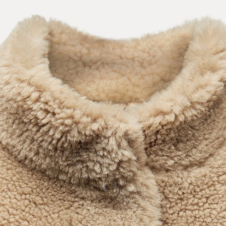 Adelaide Teddy Faux Fur Coat with Drop Shoulder Drape for Women - Elena Harper