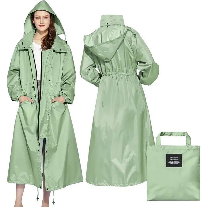 Women's Packable Lightweight Longline Raincoat Brumelle, view 10 - Elena Harper