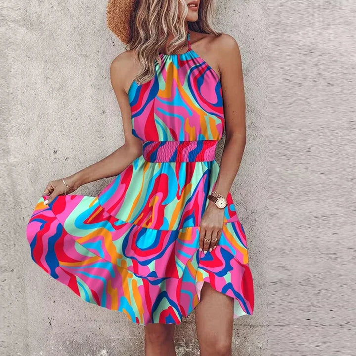 Kora Colorful Bohemian V-neck Midi Dress - Elena Harper