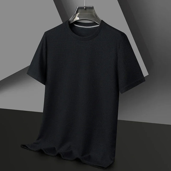 Montarello Men's Waffle-Knit Crew Neck Relaxed Fit Short-Sleeve T-Shirt, view 9 - Elena Harper