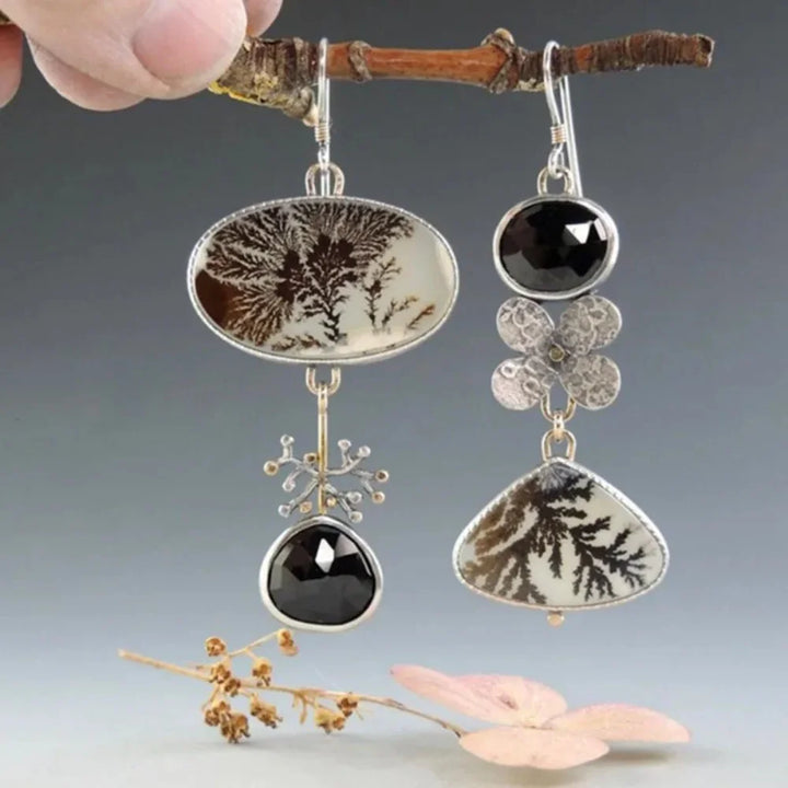 Asymmetrical Dendrite Agate Garden Earrings - Elena Harper