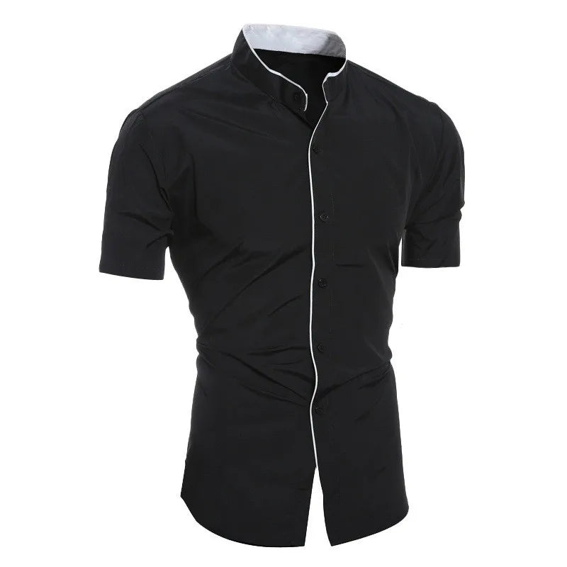 ELENA HARPER™  |  SHORT SLEEVE HIGH COLLAR SHIRT FOR MEN
