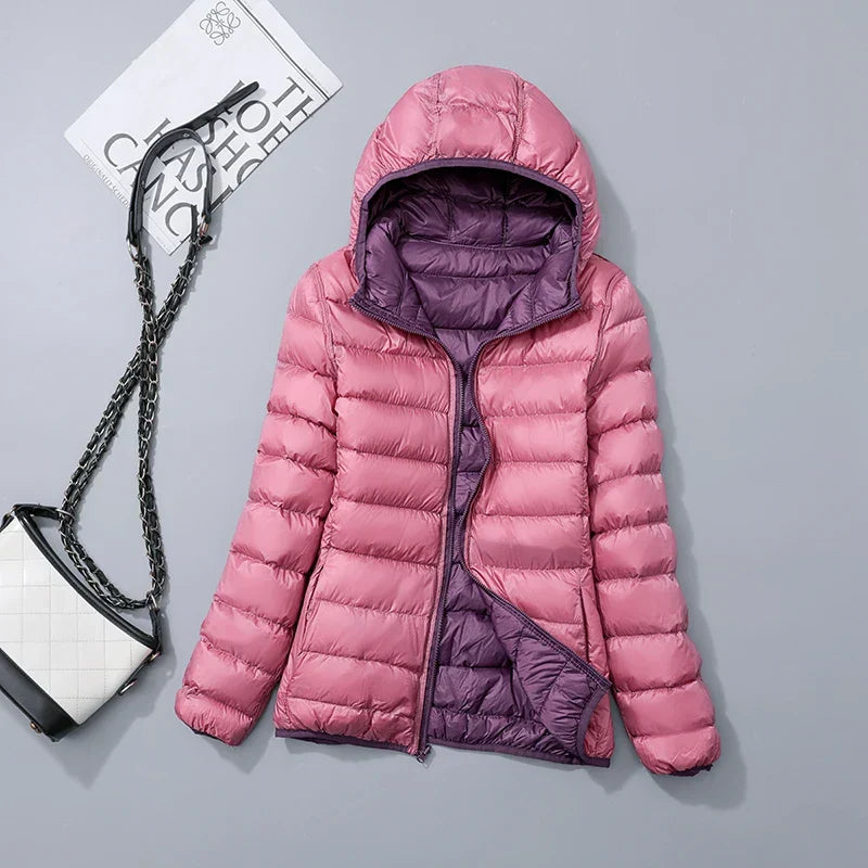 Reversible Down Jacket with Hood - Soraya