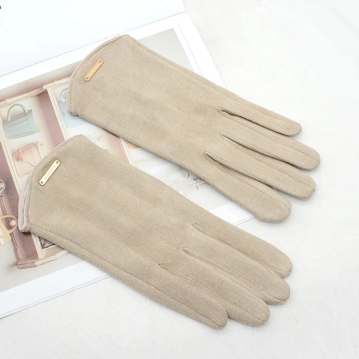 Elegant Suede Gloves Touchscreen, Warm & Windproof - Elena Harper