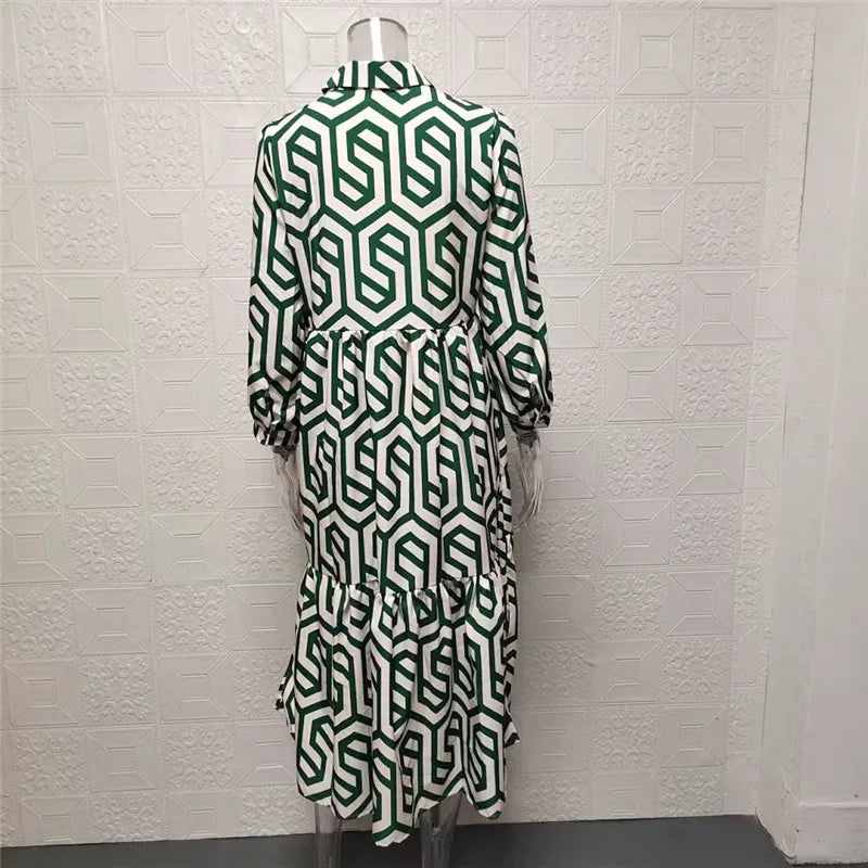 Adeline Geometric Long Sleeve Dress
