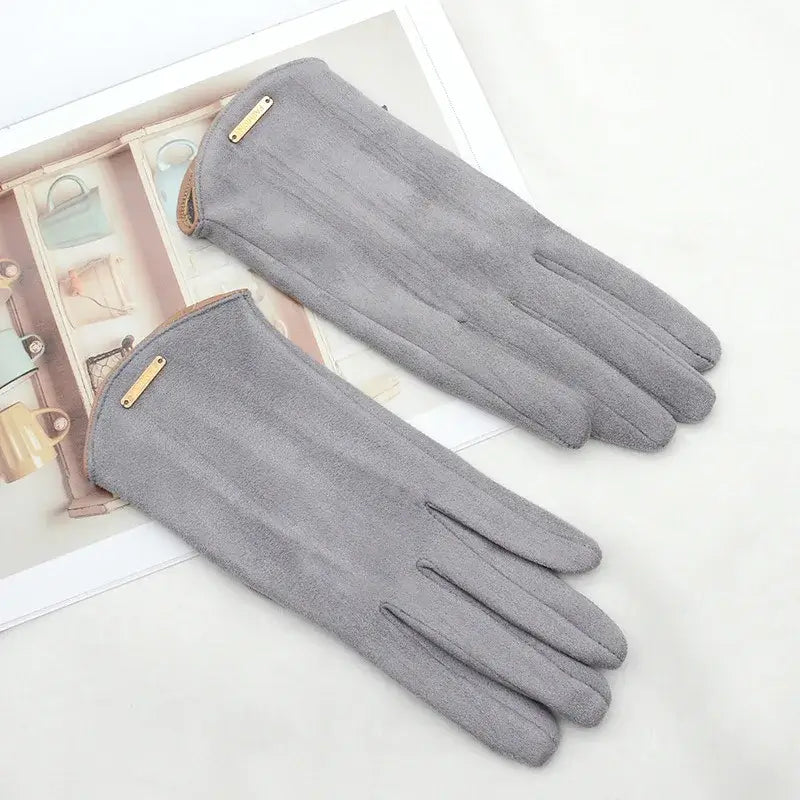 Elegant Suede Gloves Touchscreen, Warm & Windproof - Elena Harper