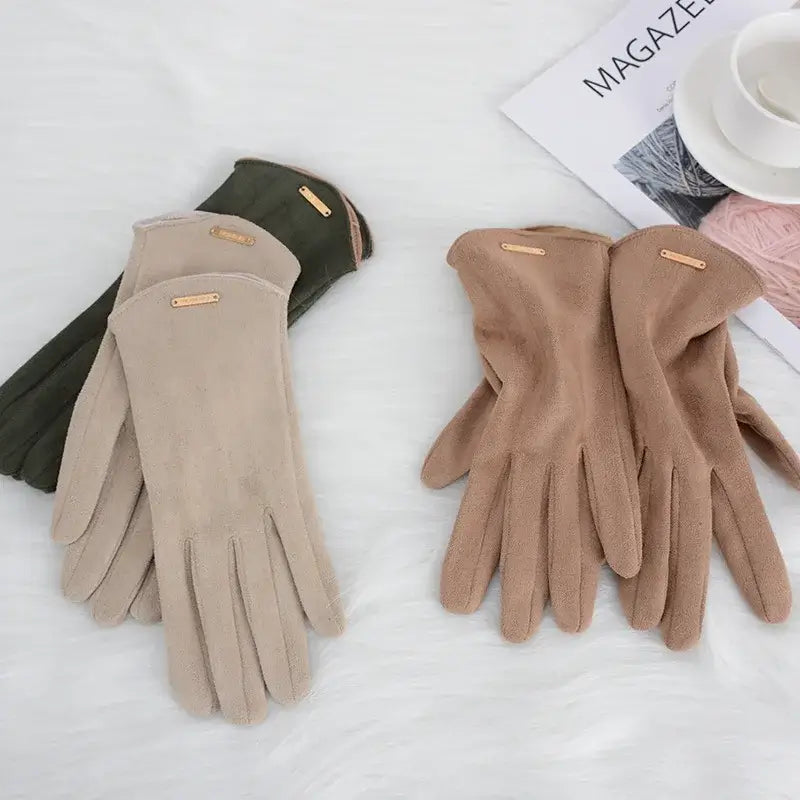 Elegant Suede Gloves Touchscreen, Warm & Windproof, view 5 - Elena Harper