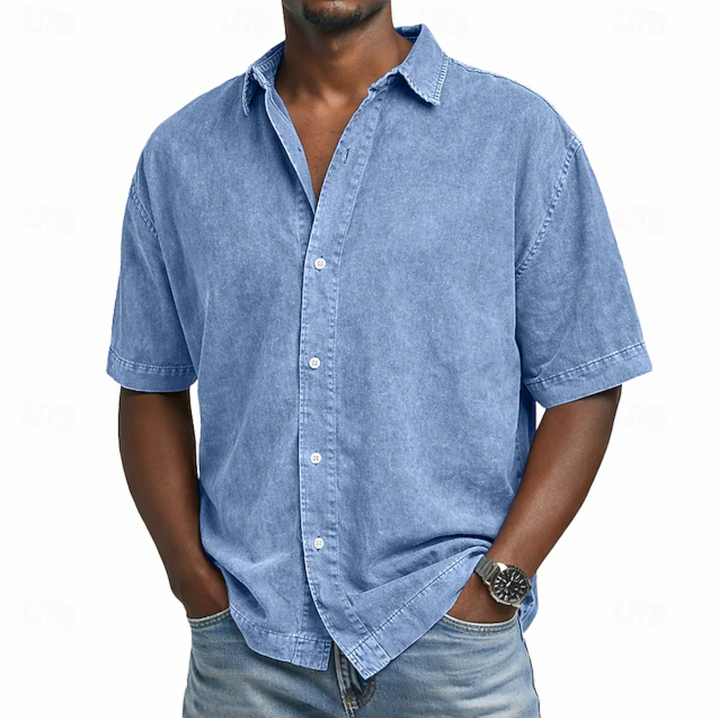 ELENA HARPER™  |  MEN'S COTTON ACID-WASH SHIRT