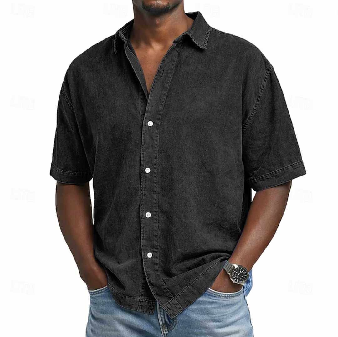 ELENA HARPER™  |  MEN'S COTTON ACID-WASH SHIRT