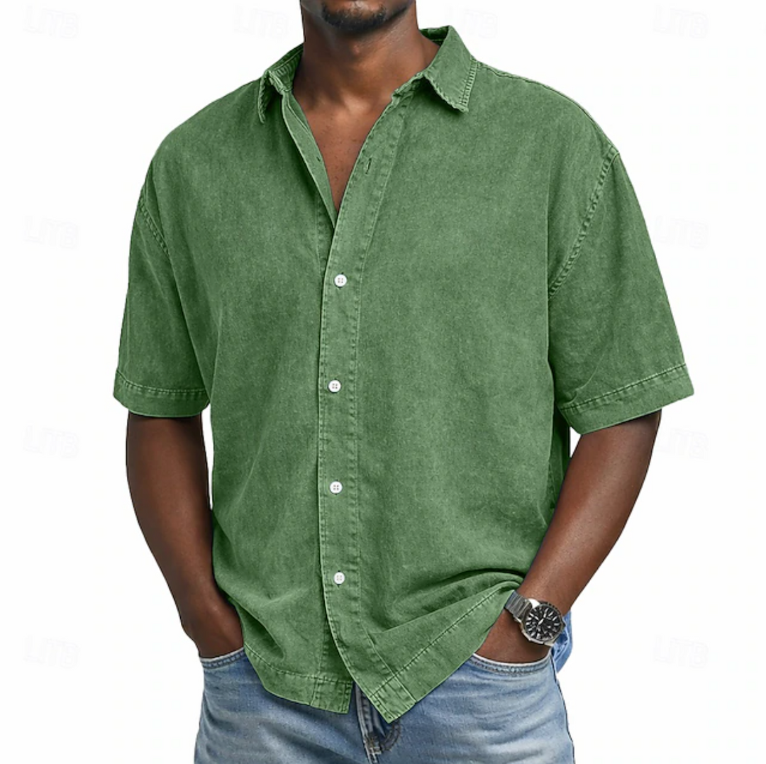 ELENA HARPER™  |  MEN'S COTTON ACID-WASH SHIRT