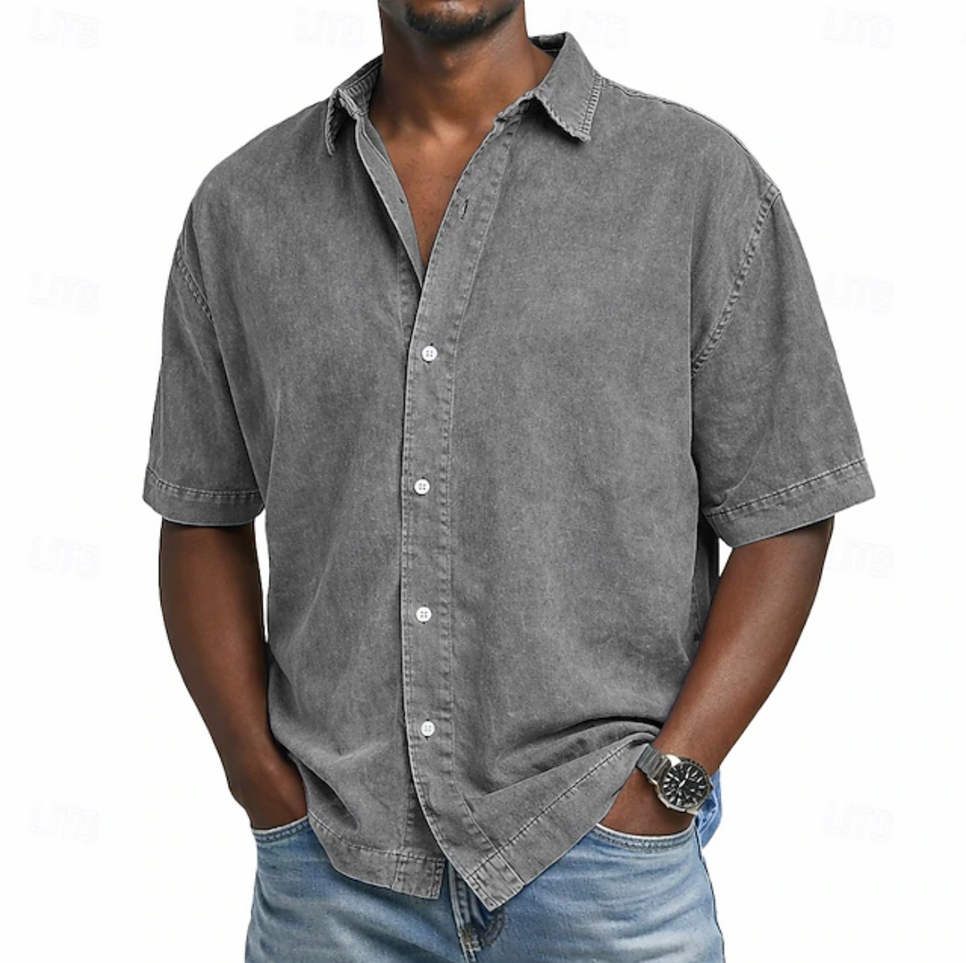 ELENA HARPER™  |  MEN'S COTTON ACID-WASH SHIRT