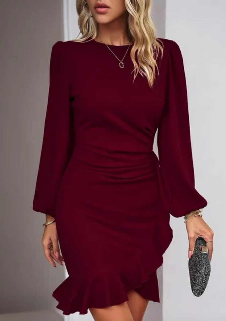 Bodycon Dress with Ruffle Hem
