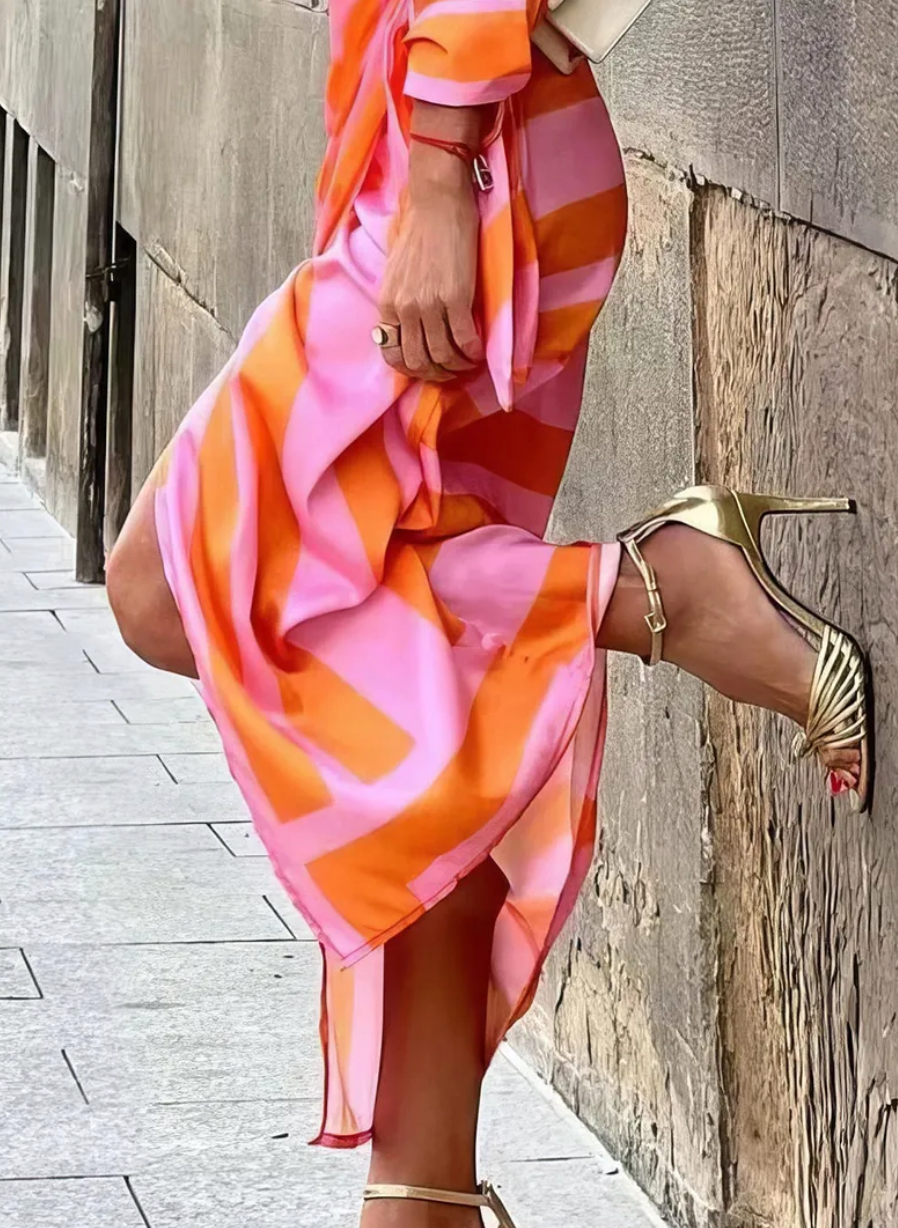 Aurora Vibrant Radiance Flowy Dress - Elena Harper