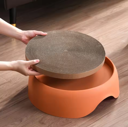 Cat's Multifunctional Bed with Scratching Surface & Cozy Cushion