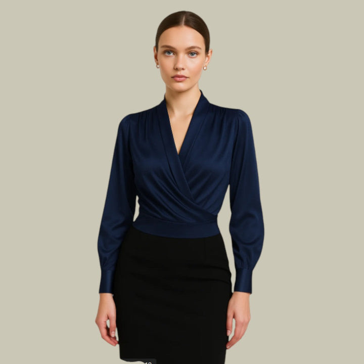 Verena | Elegant Satin Wrap Blouse for Women