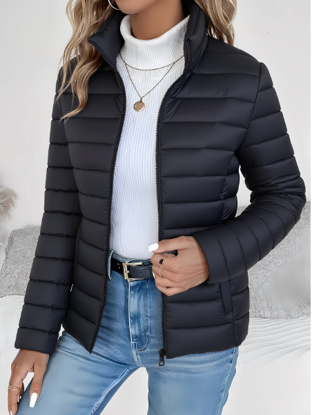 Priya - Elegant Quilted Down Jacket with High Collar