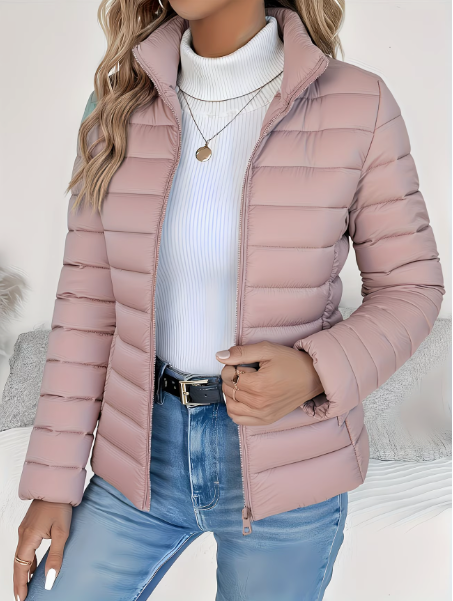 Priya - Elegant Quilted Down Jacket with High Collar