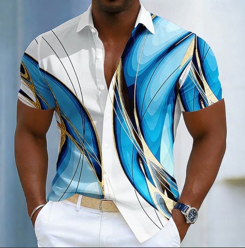Men's Stylish Linear Style Collar Shirt for Modern Elegance