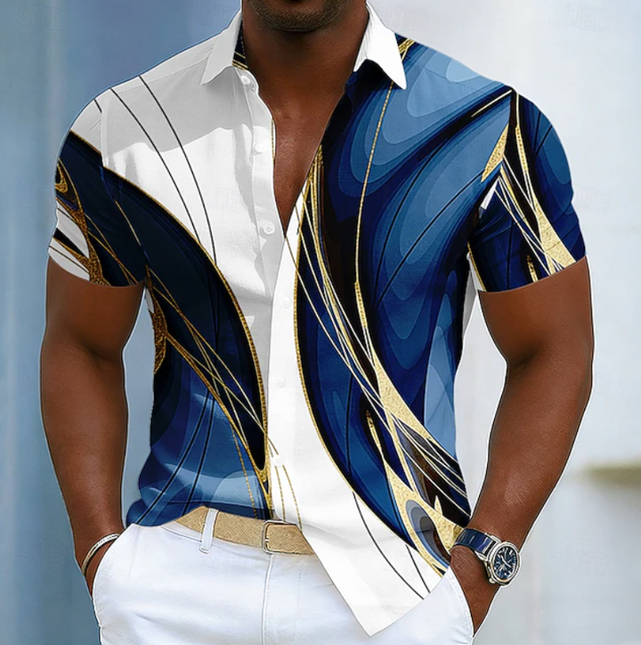 Men's Stylish Linear Style Collar Shirt for Modern Elegance