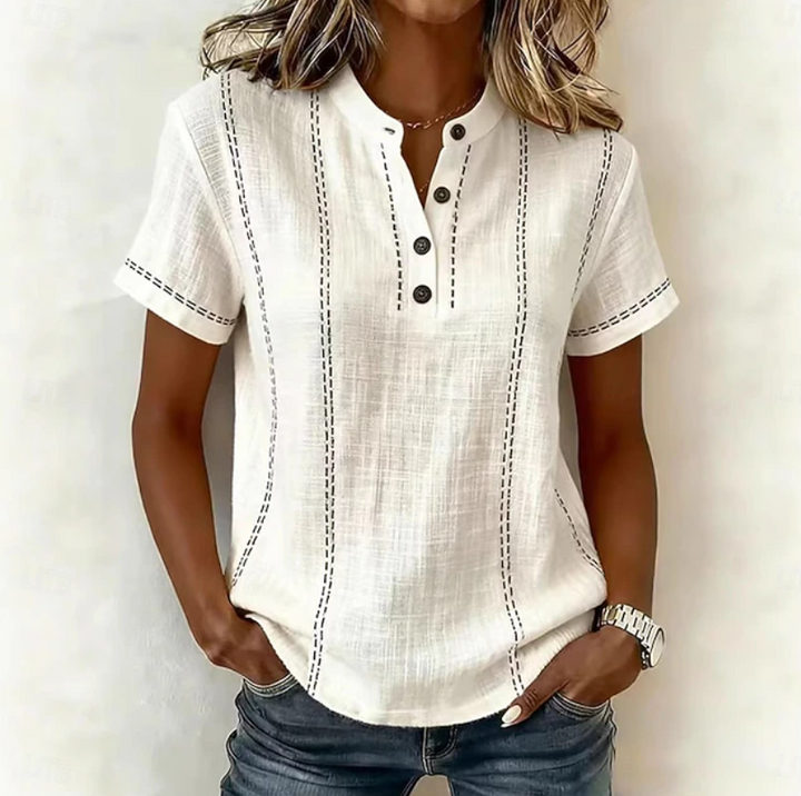Women's Textured Button-Front Henley Top
