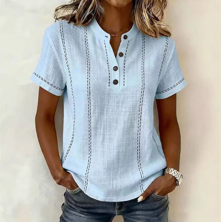 Women's Textured Button-Front Henley Top