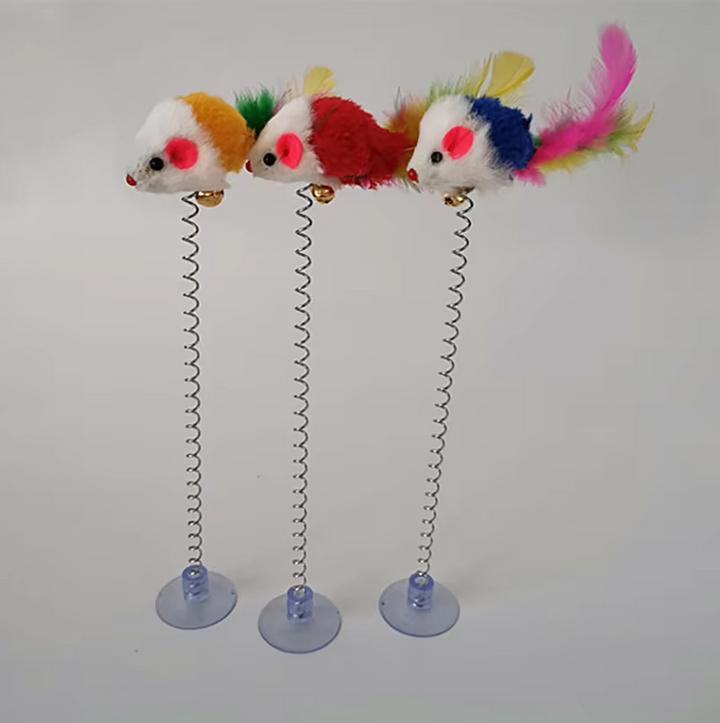 Interactive Cat Toy with Suction Cup - Springy Mouse Fun