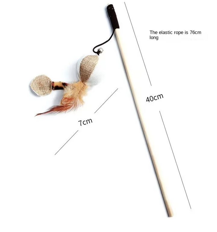 Interactive Cat Toy Set with Natural Feathers & Bells
