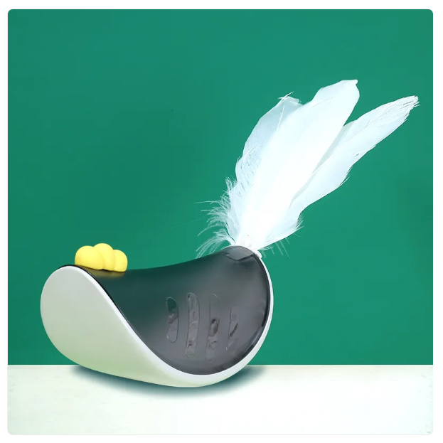 Interactive Cat Toy: Feather & Treat Dispenser for Playful Felines