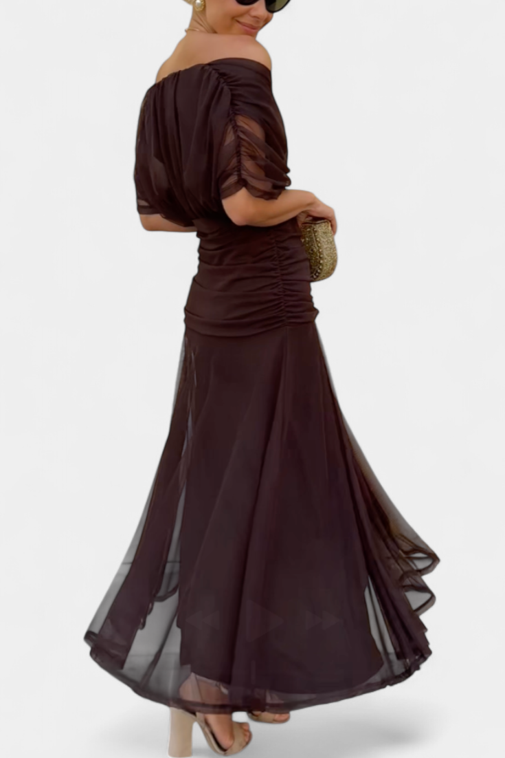 Vivian Long Flower V-neck Dress - Elena Harper