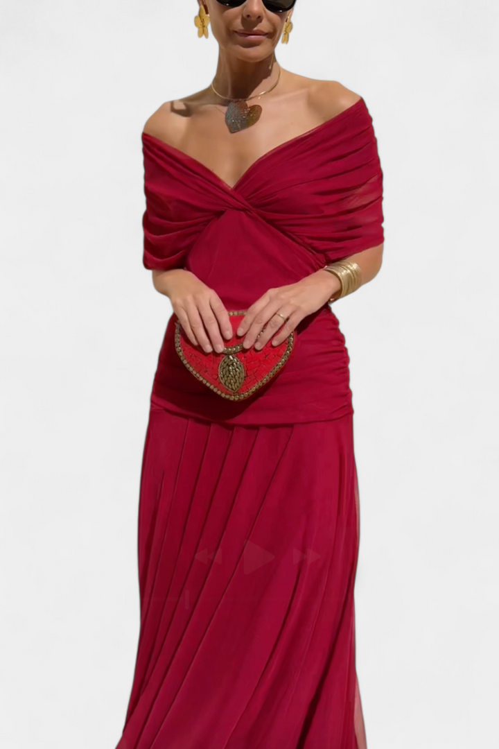 Florendra™ | Long Floral V Neck Dress