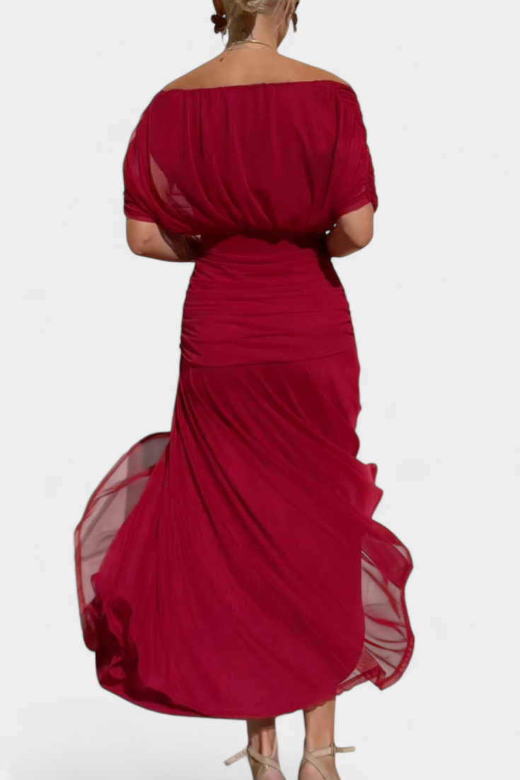 Vivian Long Flower V-neck Dress - Elena Harper
