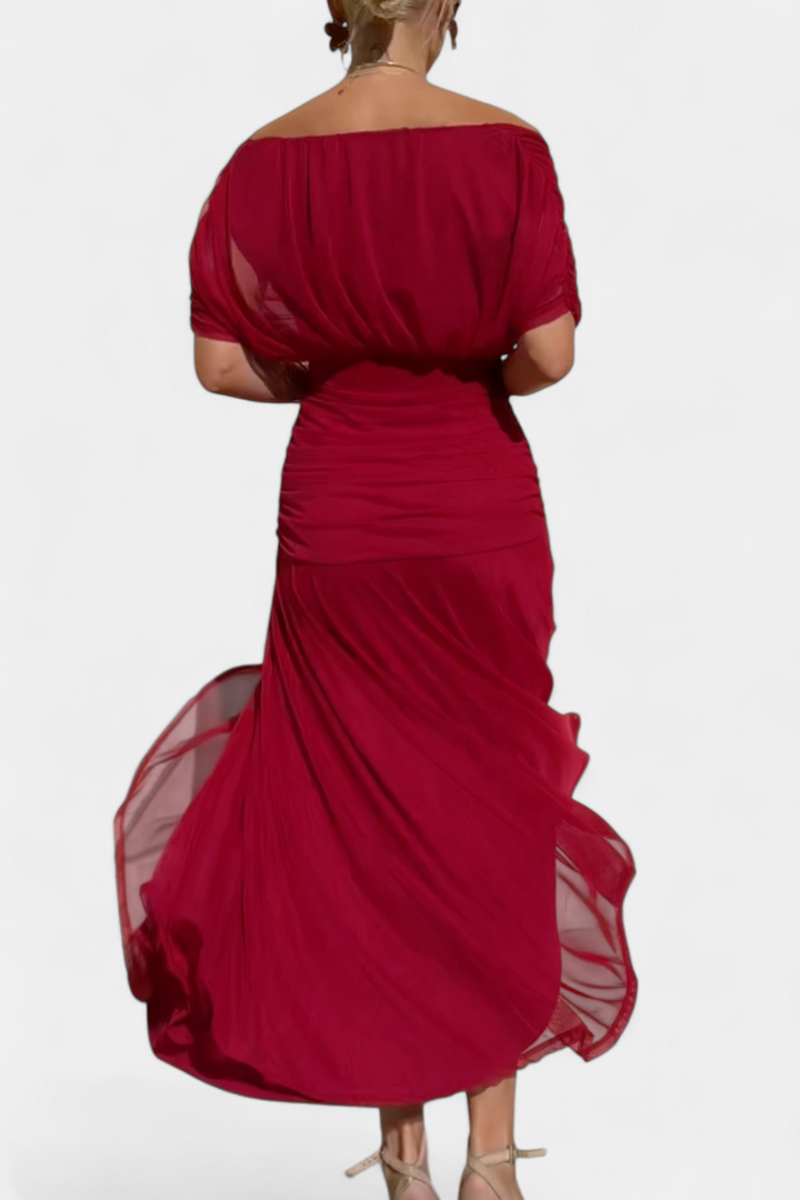 Vivian Long Flower V-neck Dress - Elena Harper